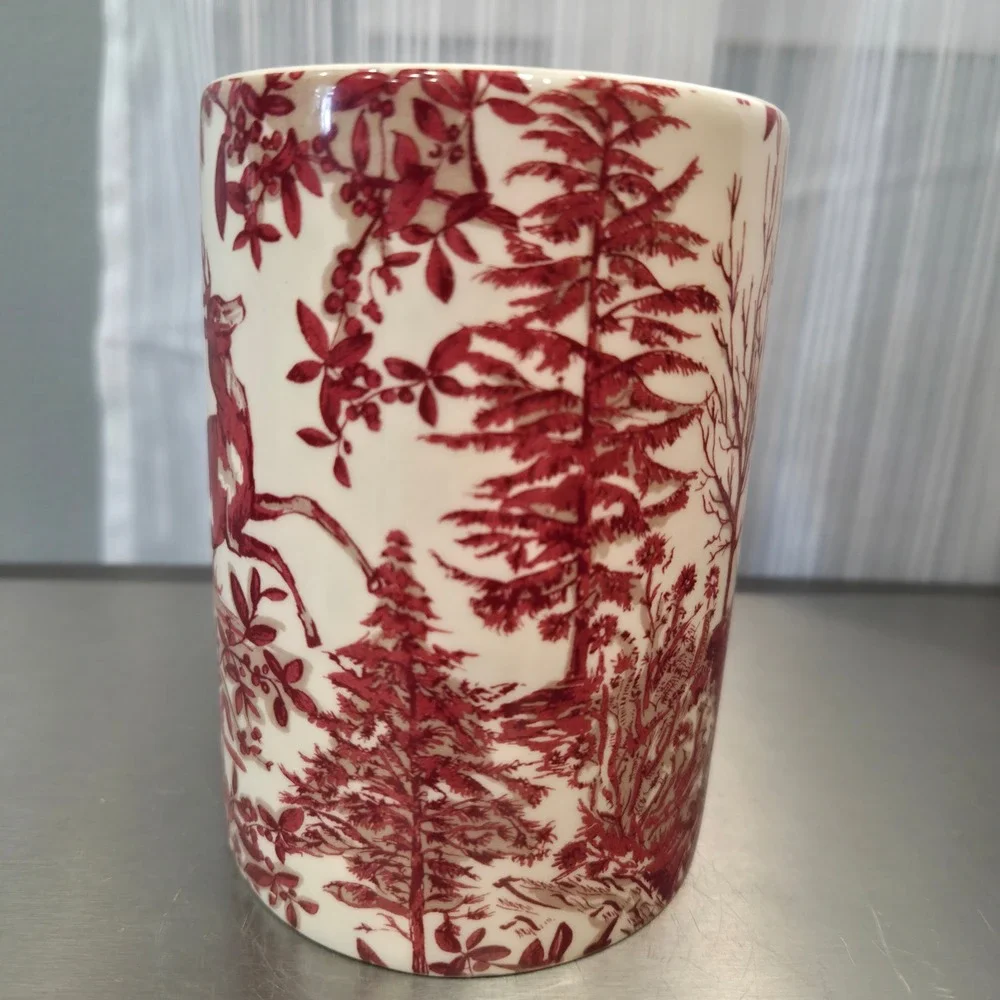 Pottery Barn Deer Woodland Scene Coffee Mug Stag Cabin Nature Lodge Decor‎ Rare